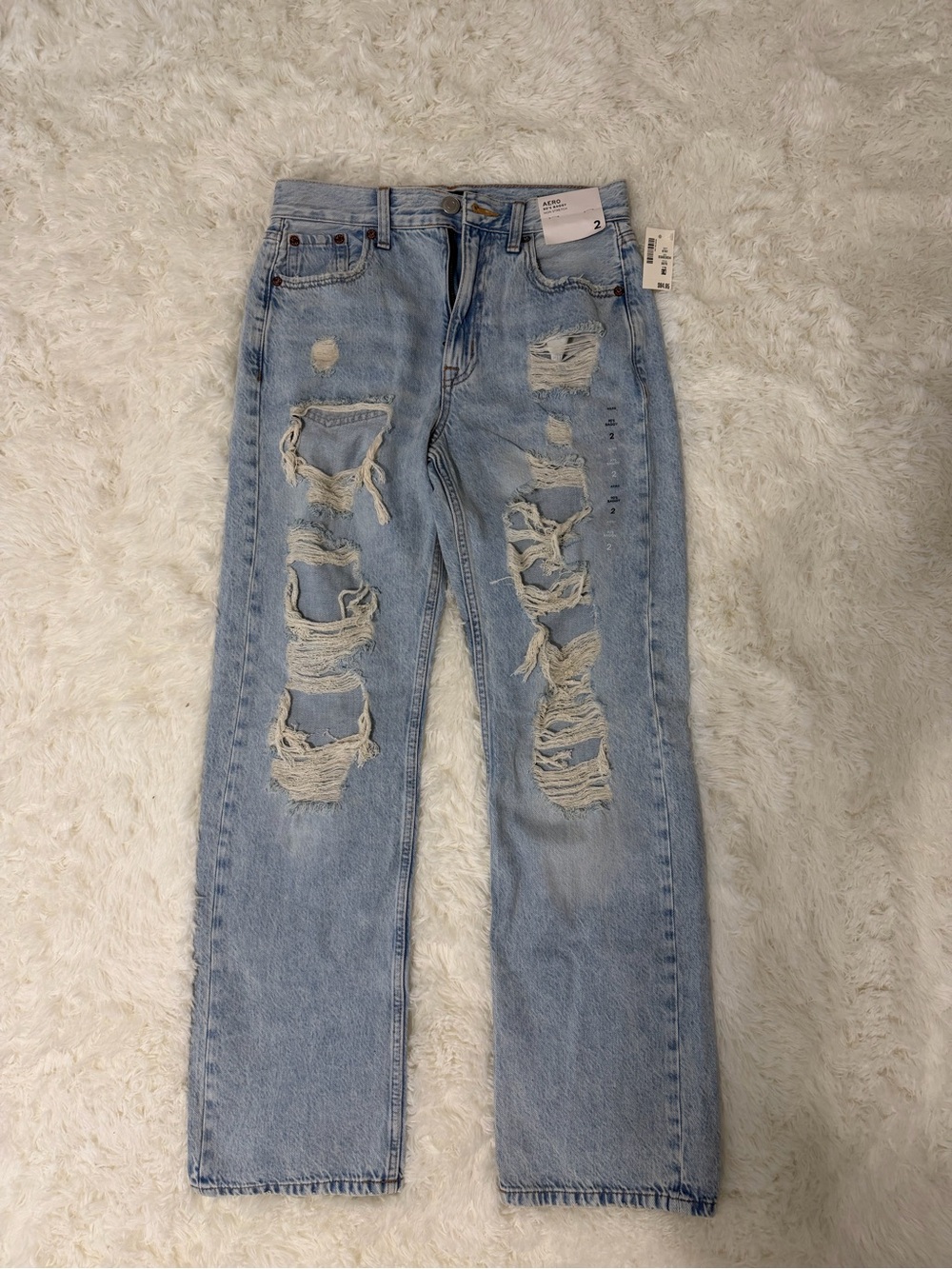 Aeropostale Light Blue Distressed Straight Leg Jeans